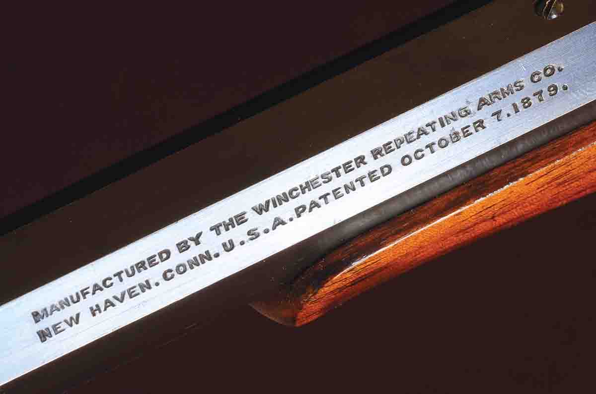 The original was designed by John M. Browning in 1878 and patented the following year. Winchester paid Browning $8,000 for the rights, and manufactured almost 140,000 rifles between 1886 and 1920.